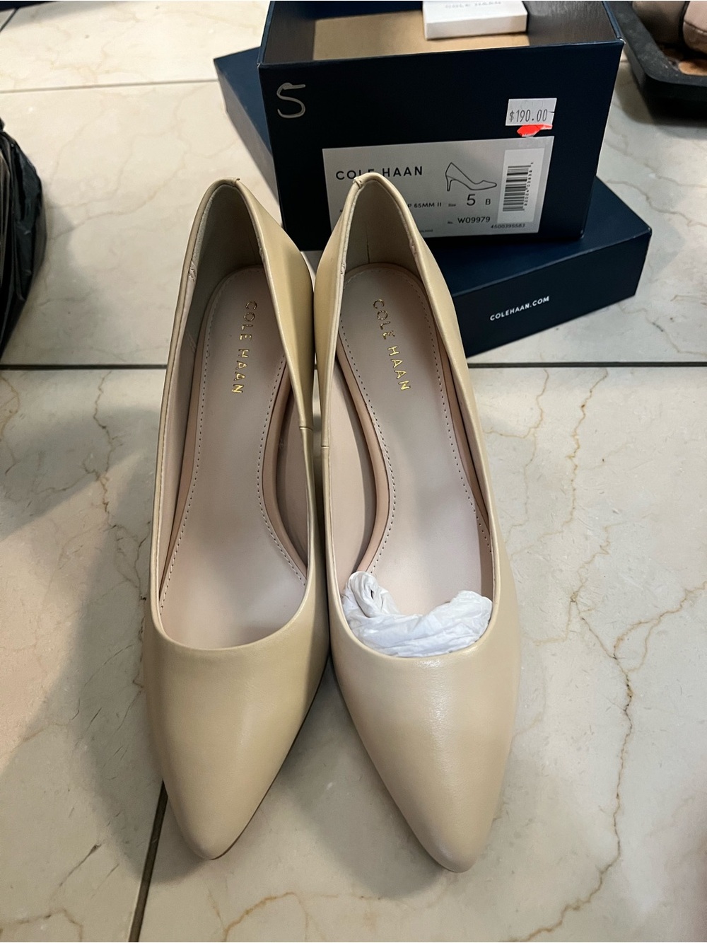Cole Haan Nude/Beige Pointed Toe Leather Pumps